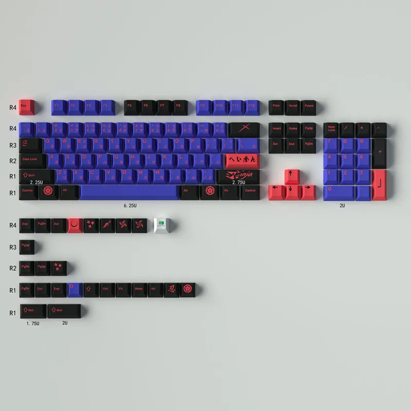 

New Ninja Keycap Cherry Profile PBT Dye Sublimation Keycaps 130/23 Keys For GH60 GK61 GK64 84 87 96 104 Mechanical Keyboard