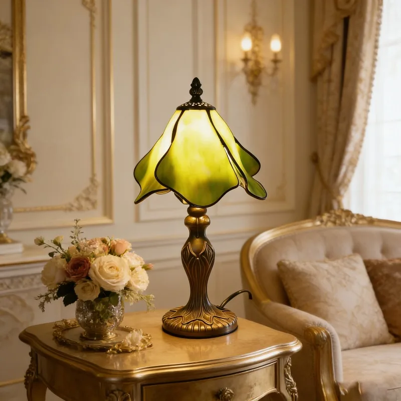 Petal morning glory color glass table lamp ambient light eye protection soft light