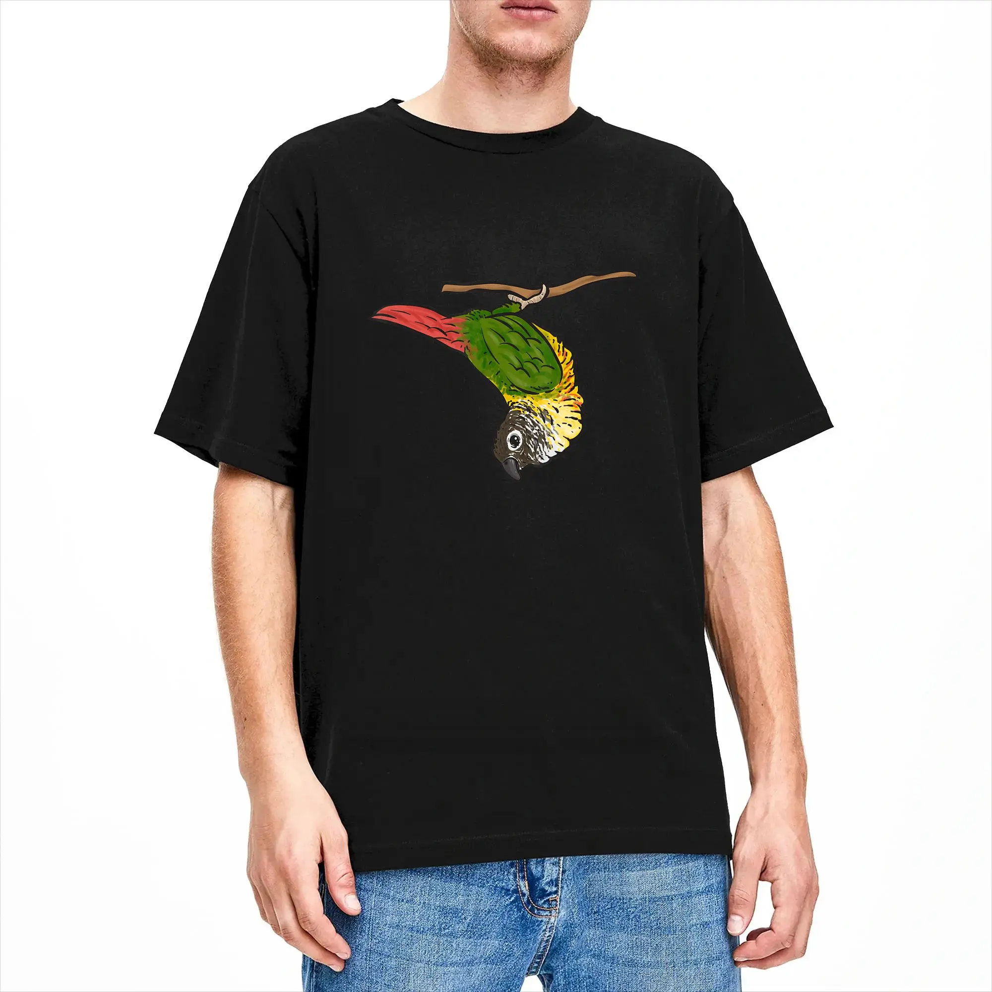 Green Cheek Conure Parrot Bird Conure T Shirt Men's  Pure Cotton T-Shirts Round Collar Tee Shirt Short Sleeve Clothing Graphic