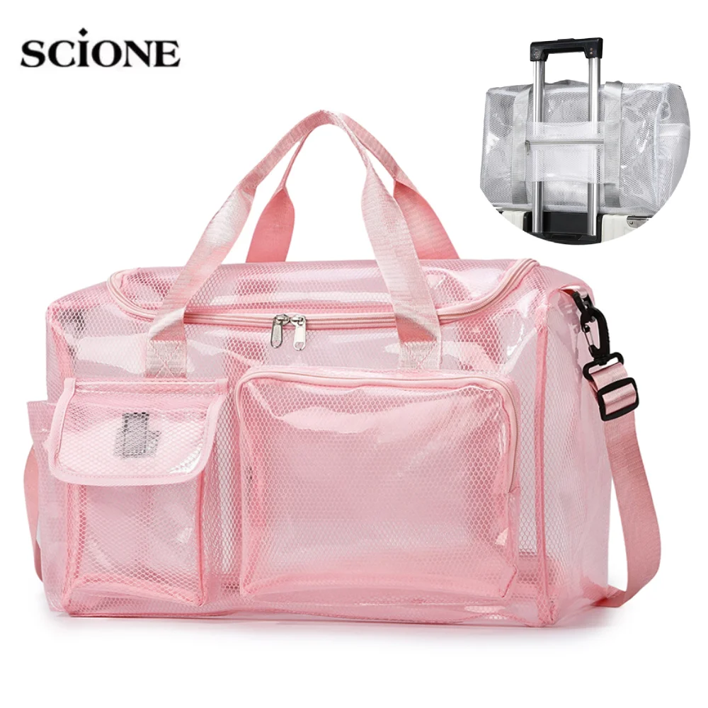 Transparent PVC Fitness Gym Summer Bag Travel Duffle Luggage Bag Swimming Beach Handbag Single Shoulder Slant Crossbody Bag