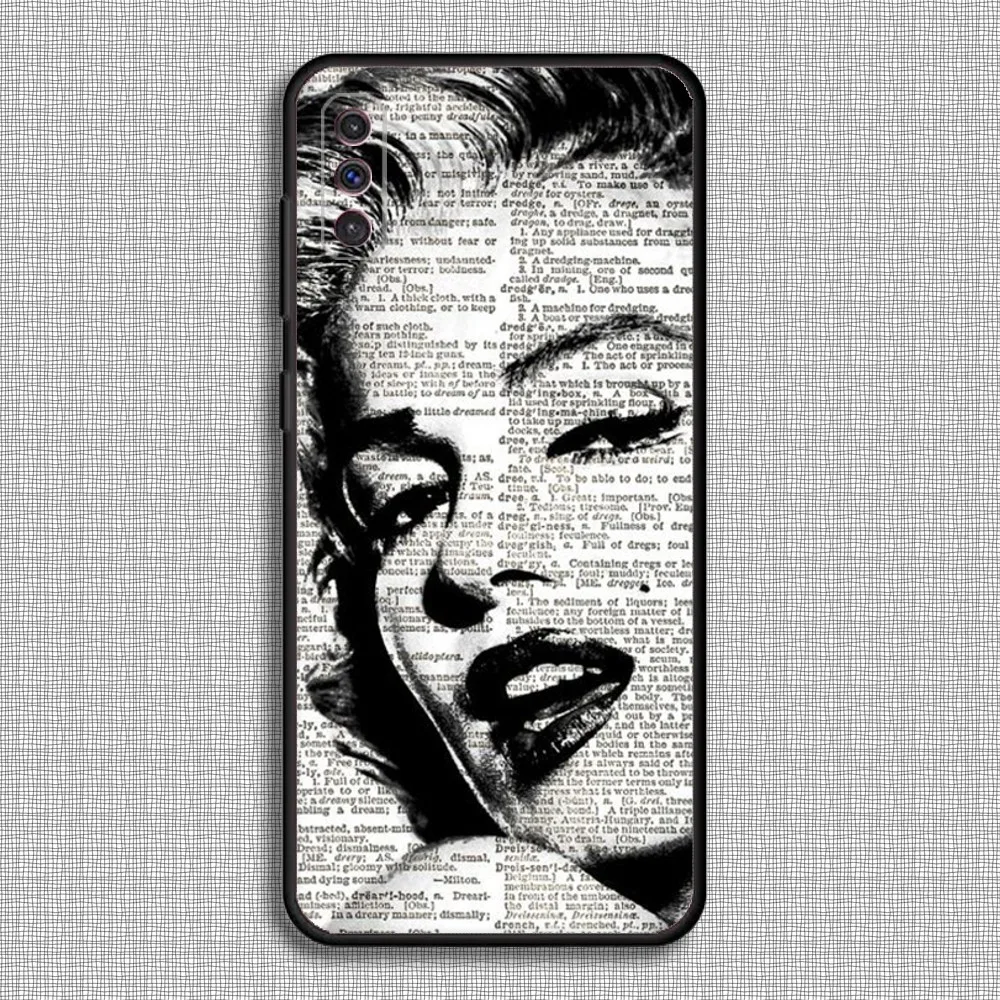 Marilyn Monroe Phone Case For Samsung S23,23,22,30,21,10,9,Note20 Ultra,Lite,Ultra,5G,Plus,FE,Black Soft Case