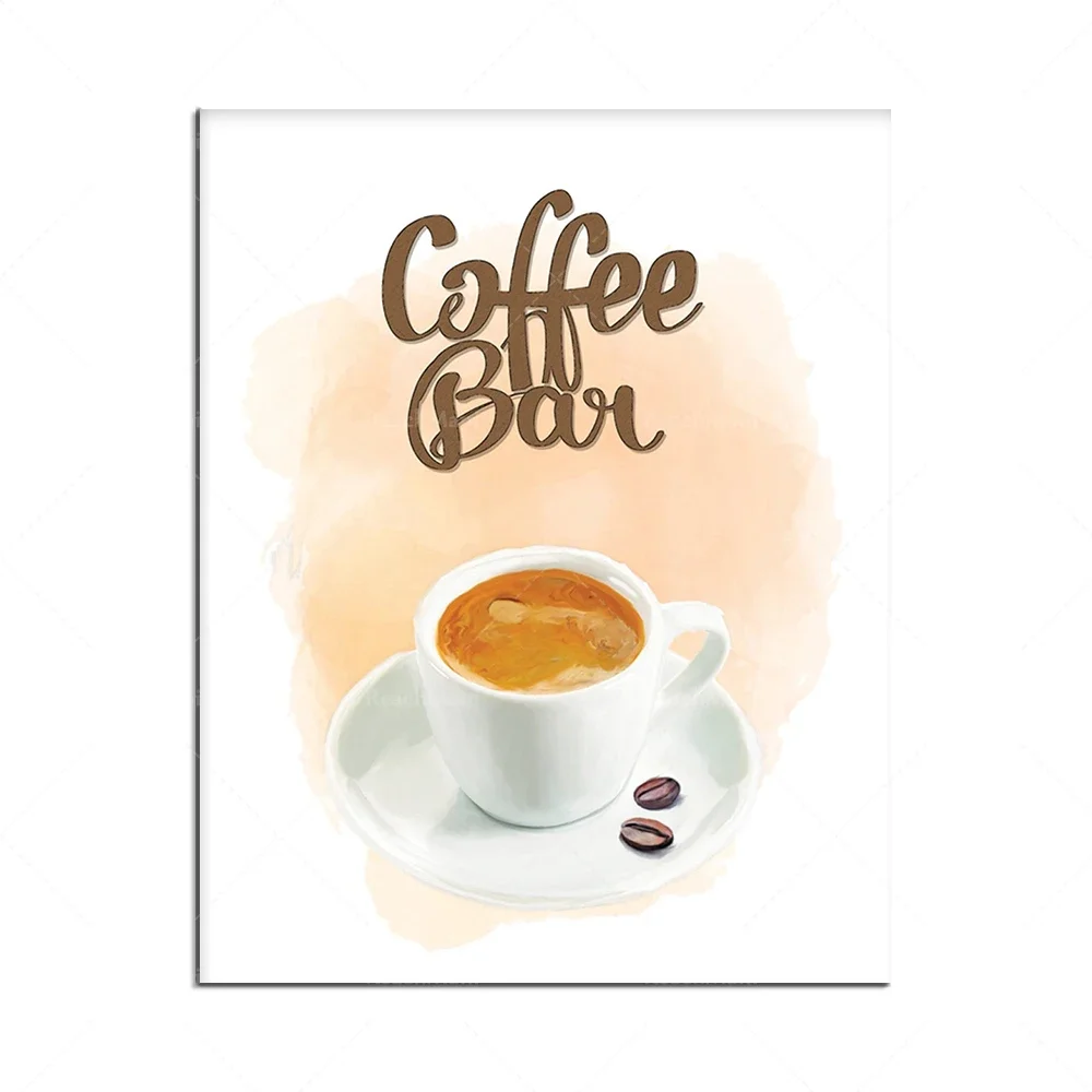 Summer pastel candy decoration, caramel latte, cappuccino watercolor poster, kitchen coffee print, gift for coffee lovers