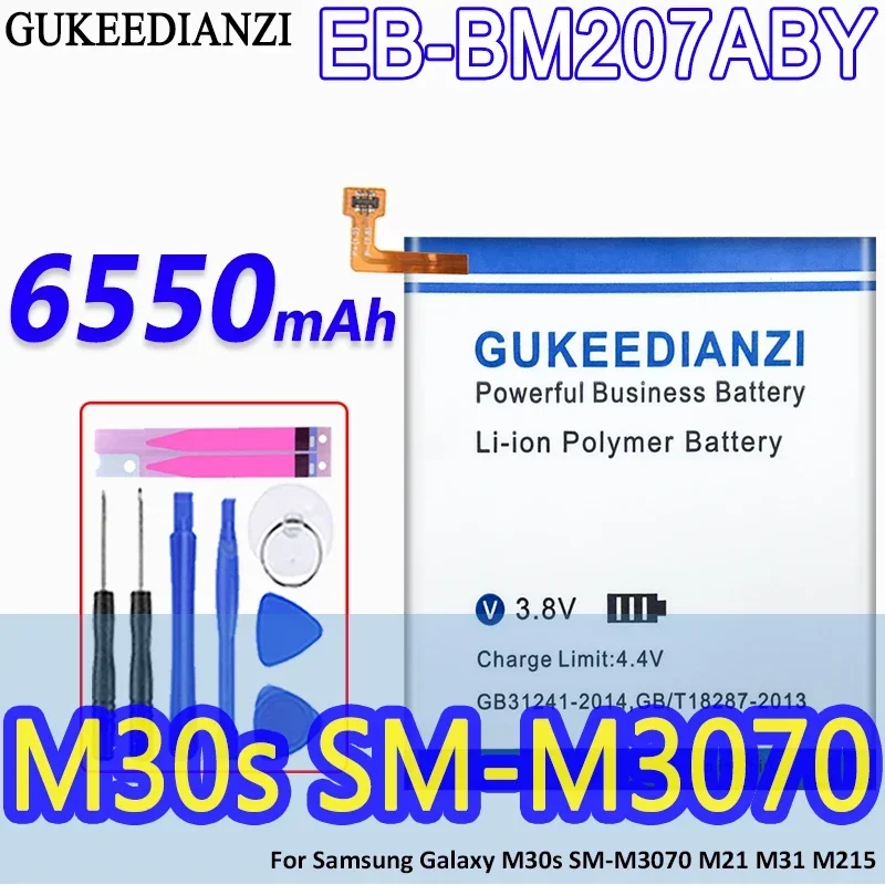 GUKEEDIANZI  EB-BM207ABY 6550mAh High Capacity Battery For SAMSUNG Galaxy M30s SM-M3070 M3070 M21 M31 M215