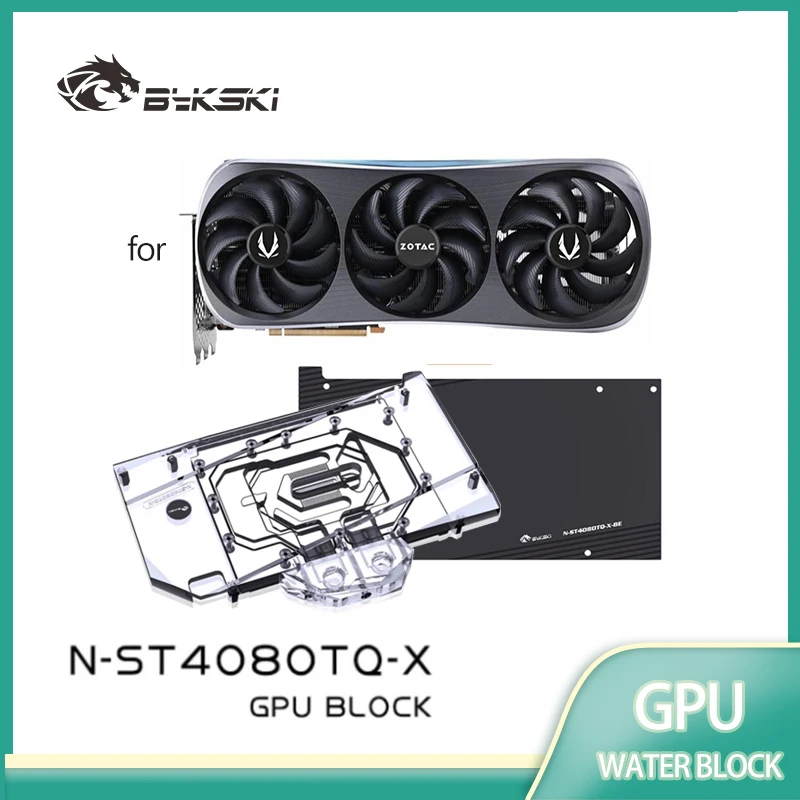 Bykski N-ST4080TQ-X Water Block for ZOTAC RTX 4080 / 4070Ti SUPER AMP Extreme AIRO / Trinity OC GPU Card Cooling / Radiator
