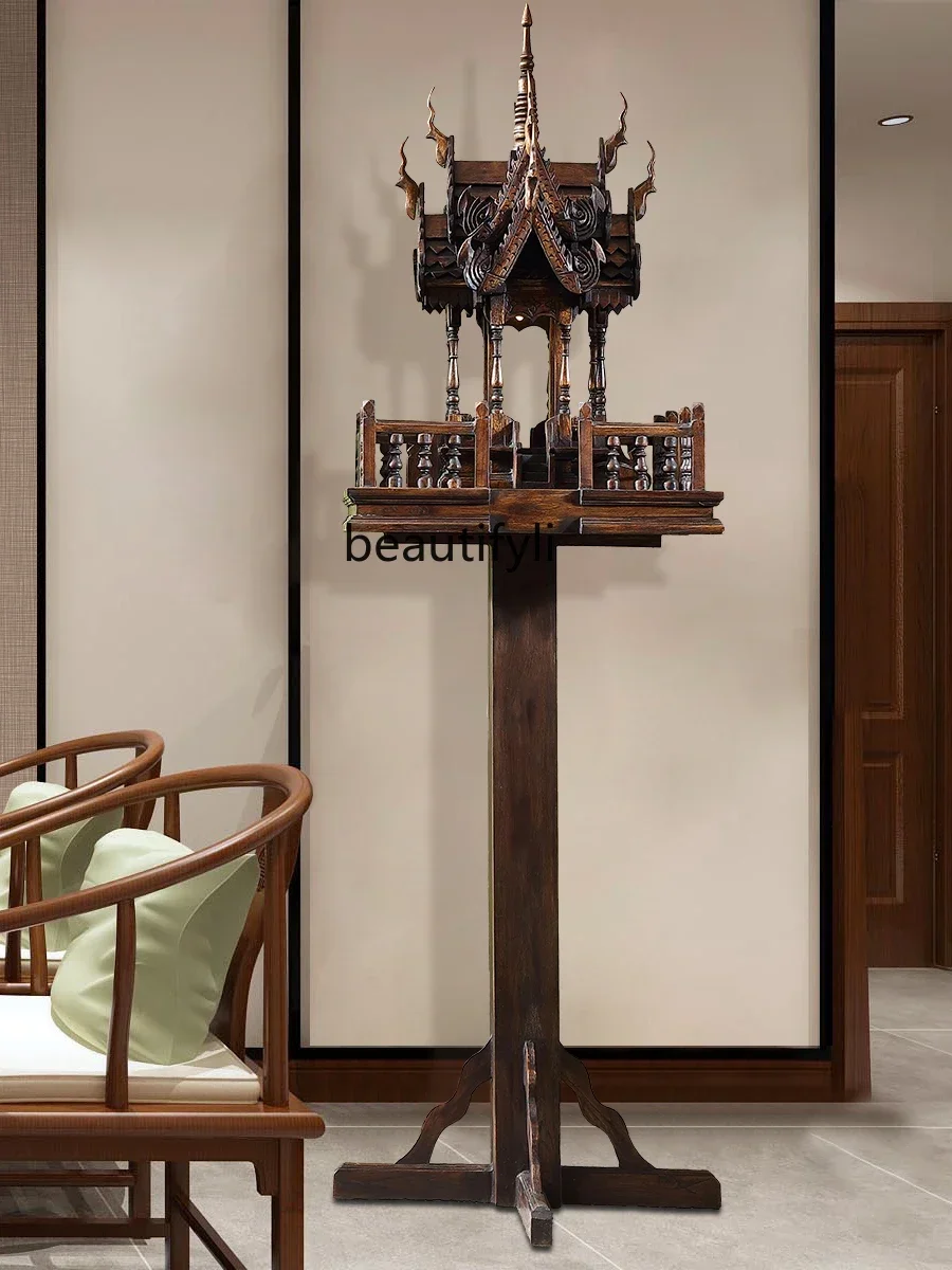 07 غرفة المعيشة الديكور مصباح أرضي من الخشب الصلب مصباح بهو على طراز جنوب شرق آسيا