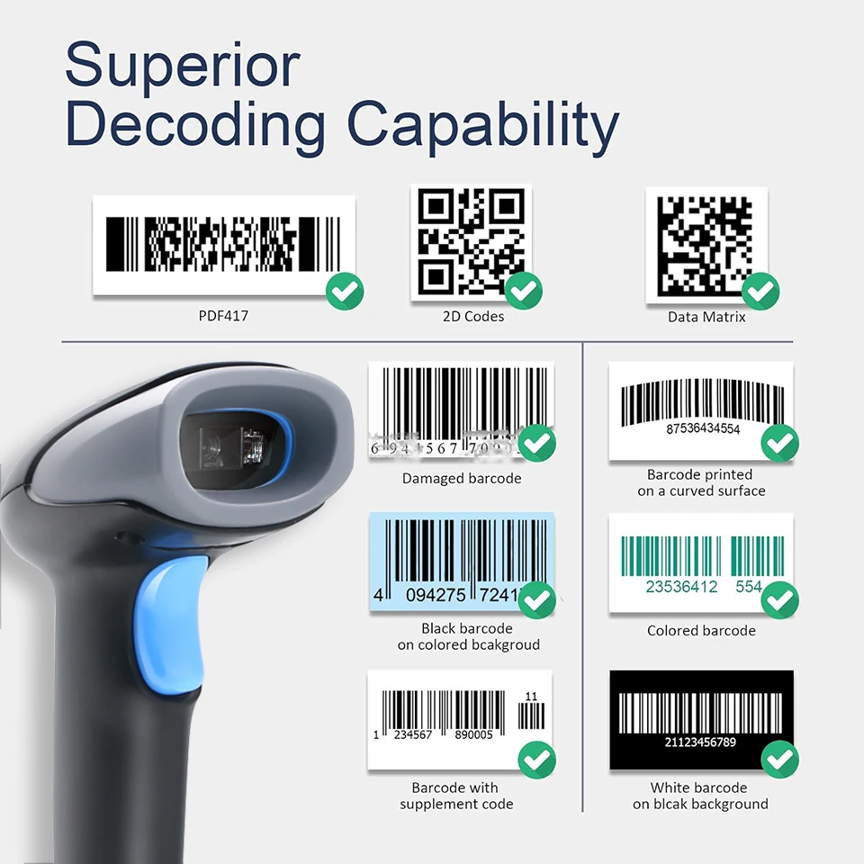 M930Z  Handheld QR Code Scanner Android Barcode Scanning Gun 1D 2D USB Handheld Barcode Scanner