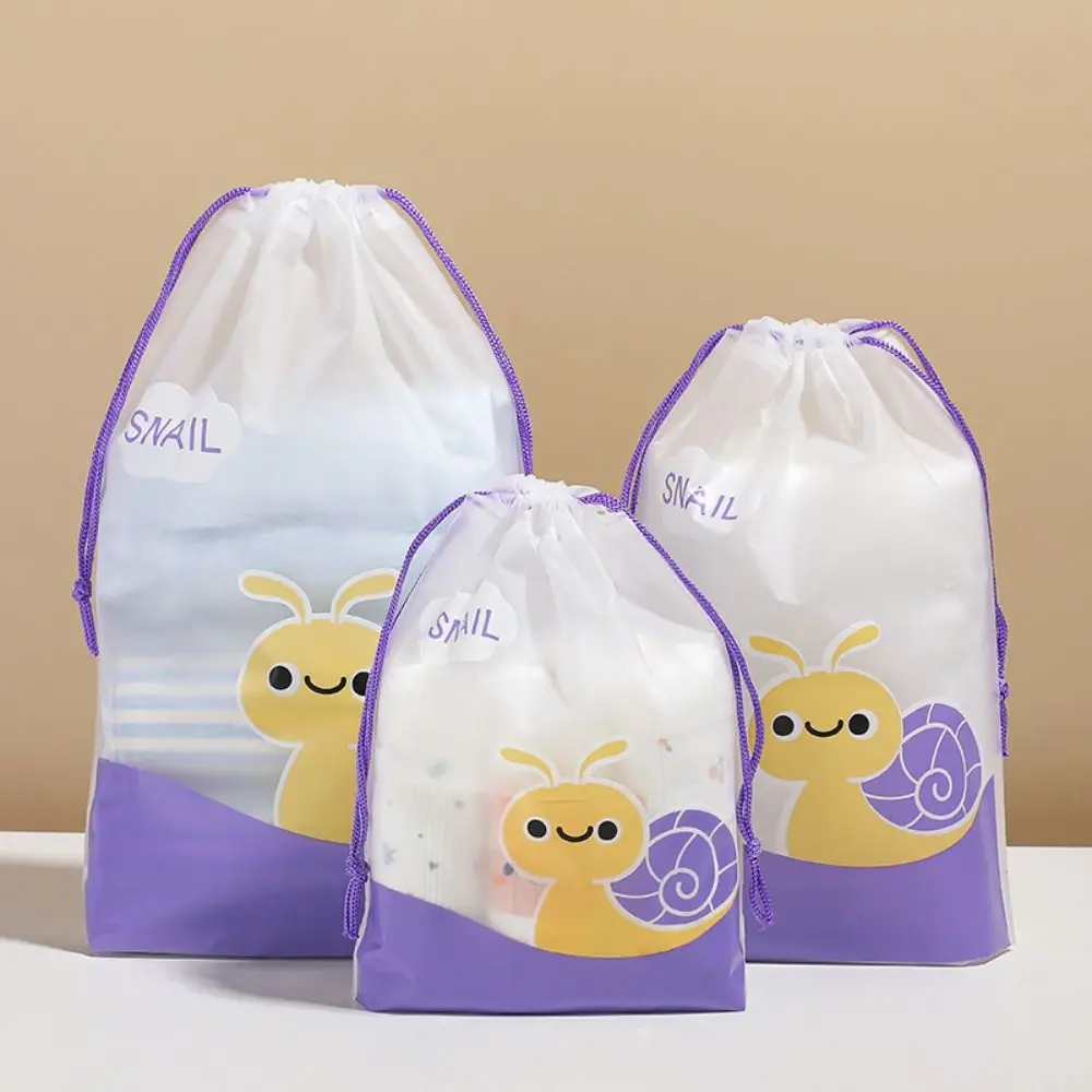 Cartoon Printing Drawstring Drawstring Pocket PE,PVC Frosted Texture Frosted Carrying Pouch Dustproof Storage Bag Socks