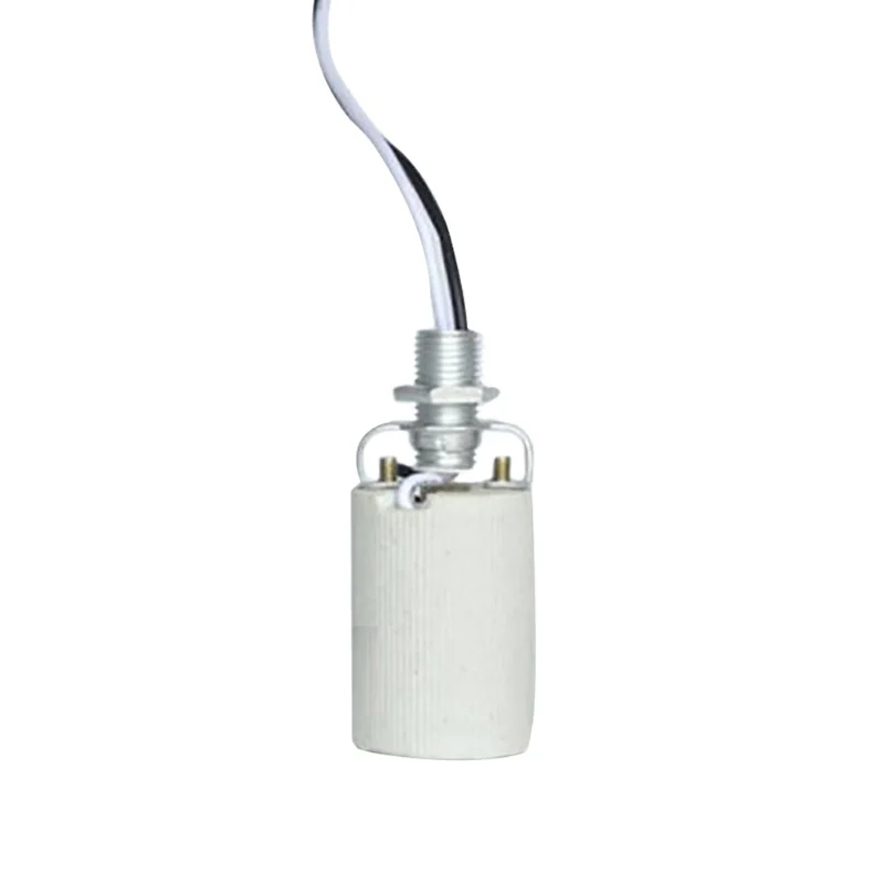 E27 Lamp Holder LED Light Ceramic Screw Heat Resistant Adapter Home Use Socket Round For E14 Bulb Base With Cable