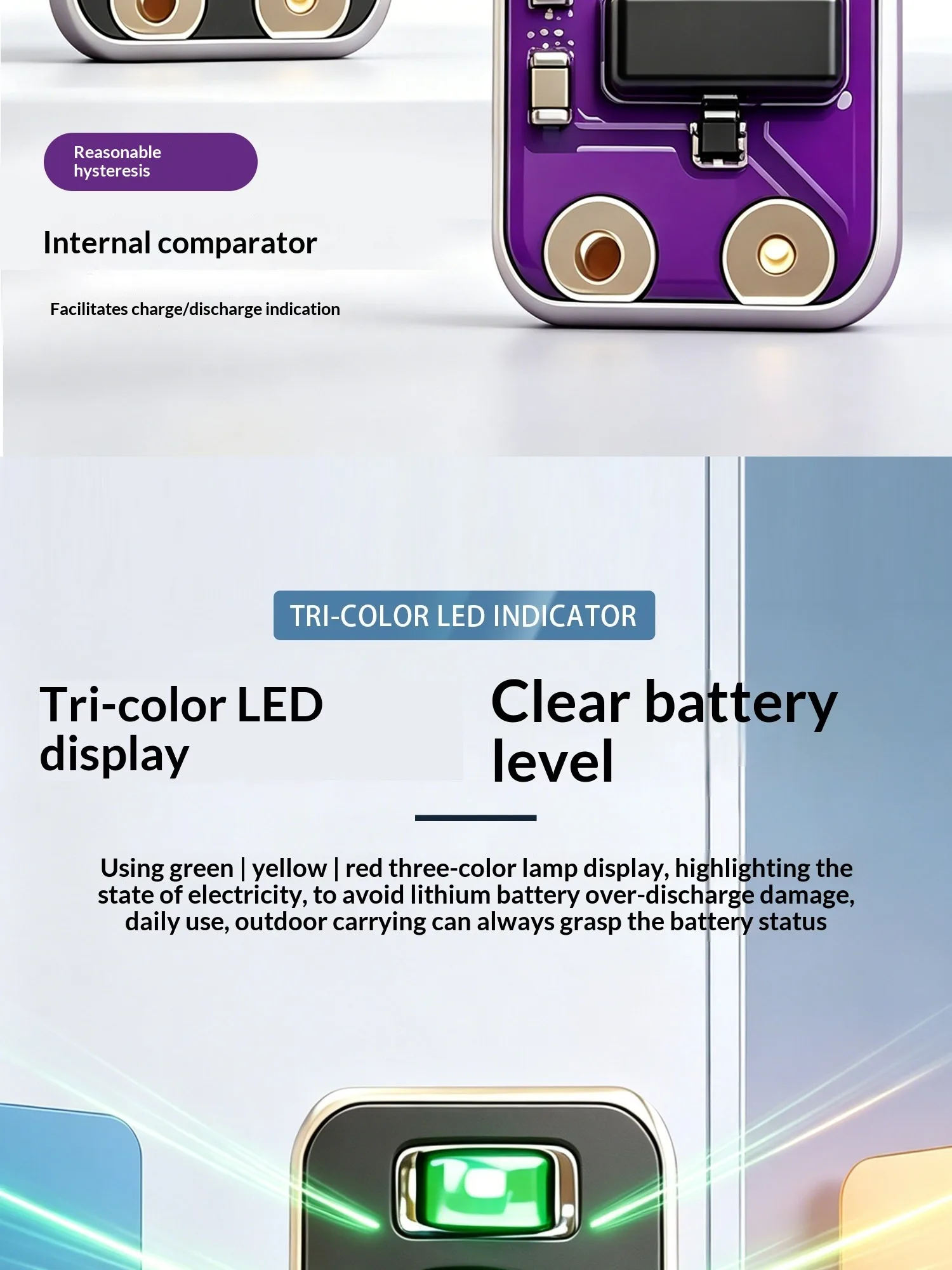 Mini-Batteriekapazitätsanzeige, LED-Modul für 1S/2S Li-Ionen-Batterien (3,7 V–4,2 V) – genaue Leistungsanzeige – Detail 5