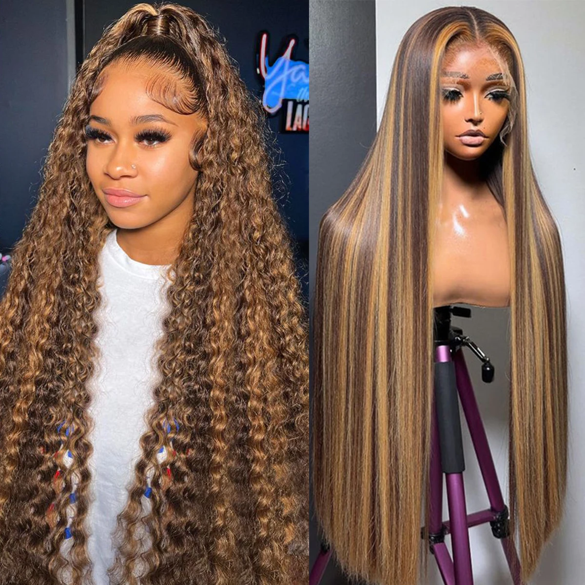 تسليط الضوء على شعر مستعار بشري موجة عميقة قبل قطعها 13x6 Hd الدانتيل الباروكة الأمامية 30 40 بوصة العسل أشقر مجعد الدانتيل الجبهة الباروكات شعر الإنسان