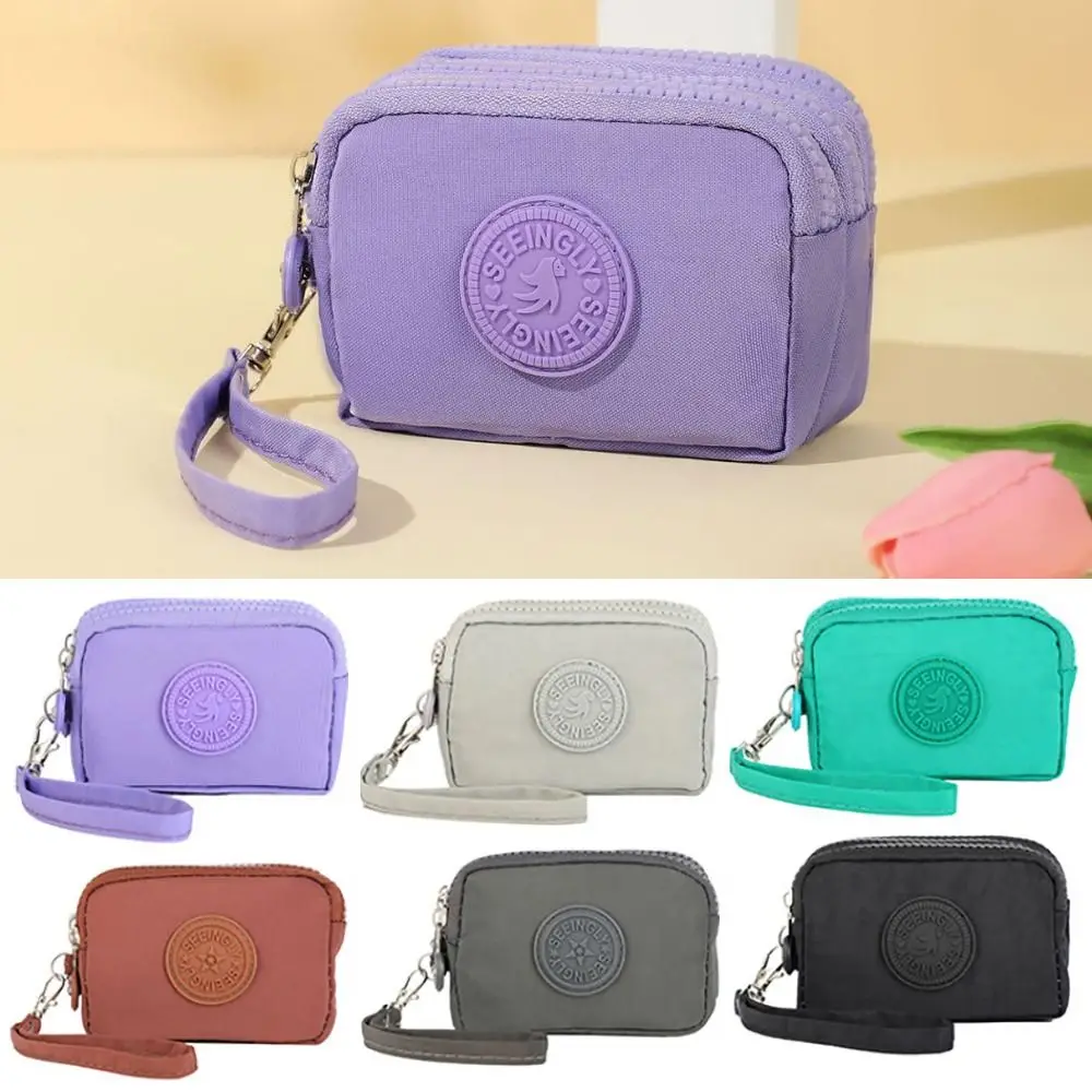 Durable Card Holder Coin Bags Three Layers Large Capacity Purse Zipper Waterproof Wallet Bank ID Credit Card Keys Earphone