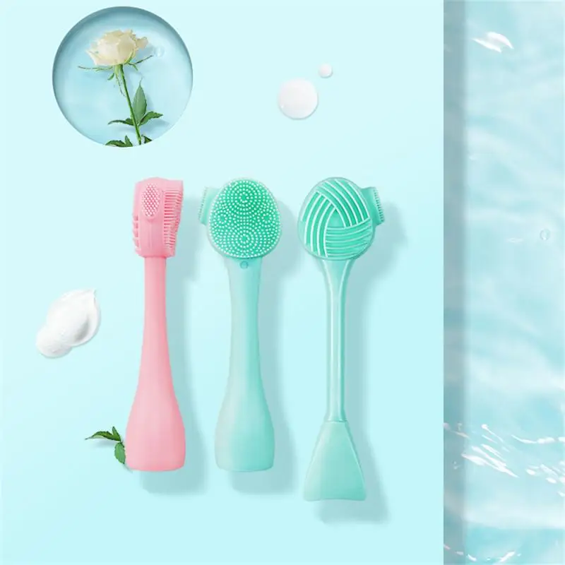 Facial Cleanser Brush -purpose Without Dead Corners 4 Colors Long Rod Beauty Makeup Tool Cleansing Brush Portable