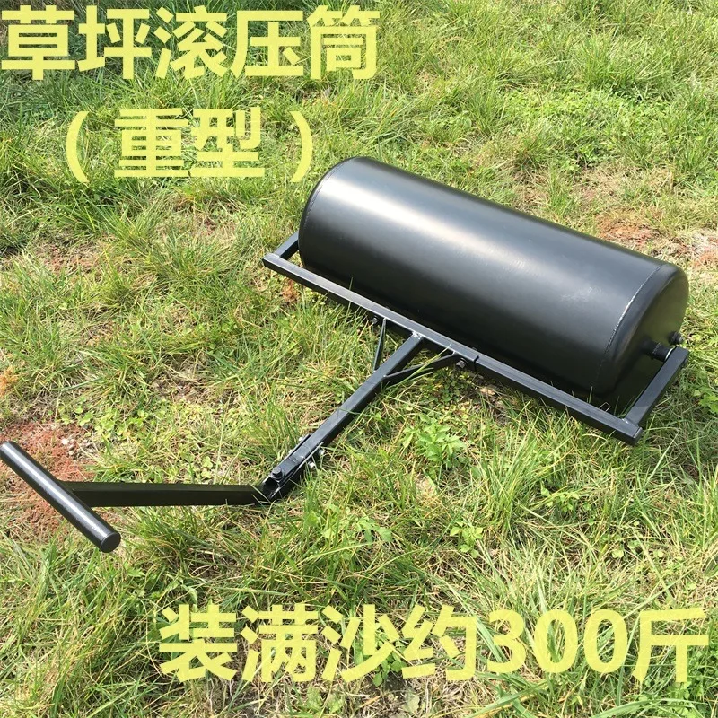 Lawn compaction, ramming and grinding, subway roller, landscaping, turf pat, push-pull bucket roller, hand-supported paving mach