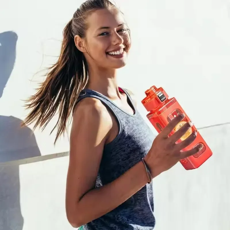 Botol Air Olahraga 700Ml Cangkir Sippy Portabel Cocok untuk Olahraga Luar Ruangan Bersepeda Cangkir Air Jerami Plastik Cangkir Jus Teh Perjalanan