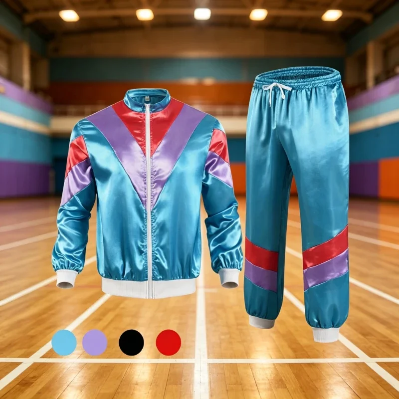 2026 New 70s Retro Disco 2 Piece Outfit Jacket Elastic Waist Jogger Pants Carnival Party Performance Costume
