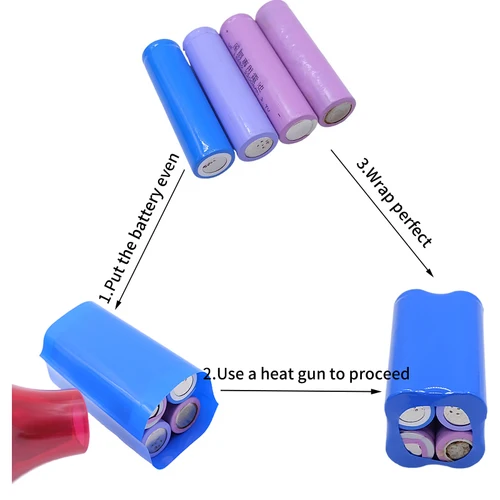 Imagen 2 del producto Tubo termorretráctil de PVC, cinta de película de batería 18650, funda retráctil precortada, cubierta envolvente para protección de baterías 1S 2S 3S 4S, 30/100 Uds.
