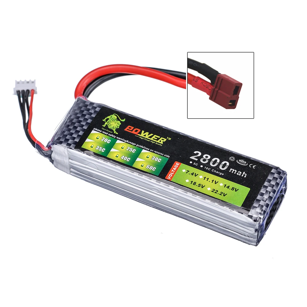 Bateria Lipo Recarregável para RC Quodcopter, Carro, Caminhão, Barco, Peças de Reposição Drone, 2800MAH, 3s 2200mAh, 7.4V, 11.1V, 14.8V