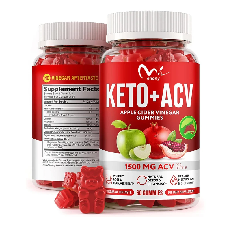 

Keto ACV 60 gummies, with apple cider vinegar and pomegranate powder supplement, gluten free, suitable for both men and women