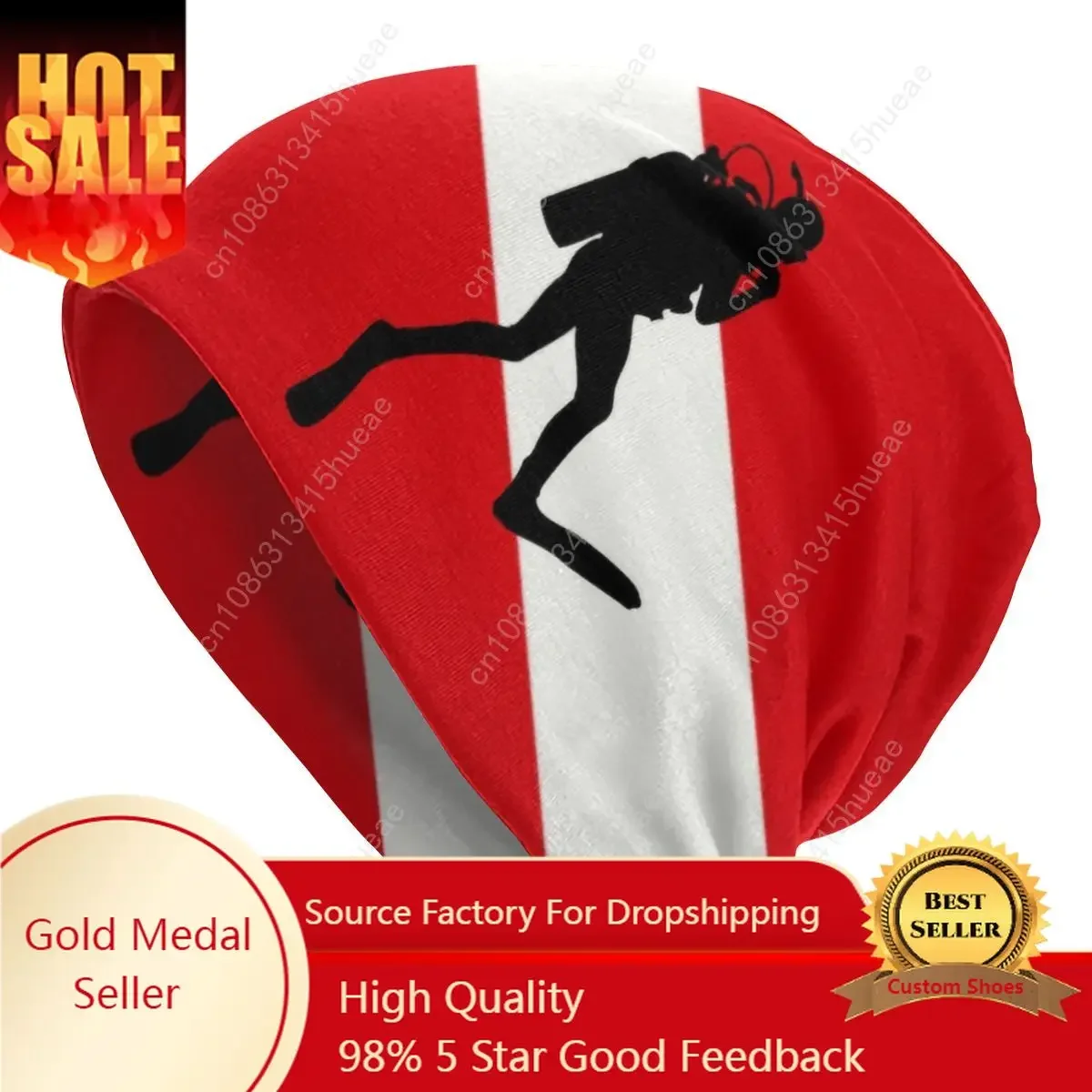 

Streetwear Winter Warm Women Men Knitted Hat Unisex Adult Scuba Diver Flag Skullies Beanies Caps Dive Diving Bonnet Hats