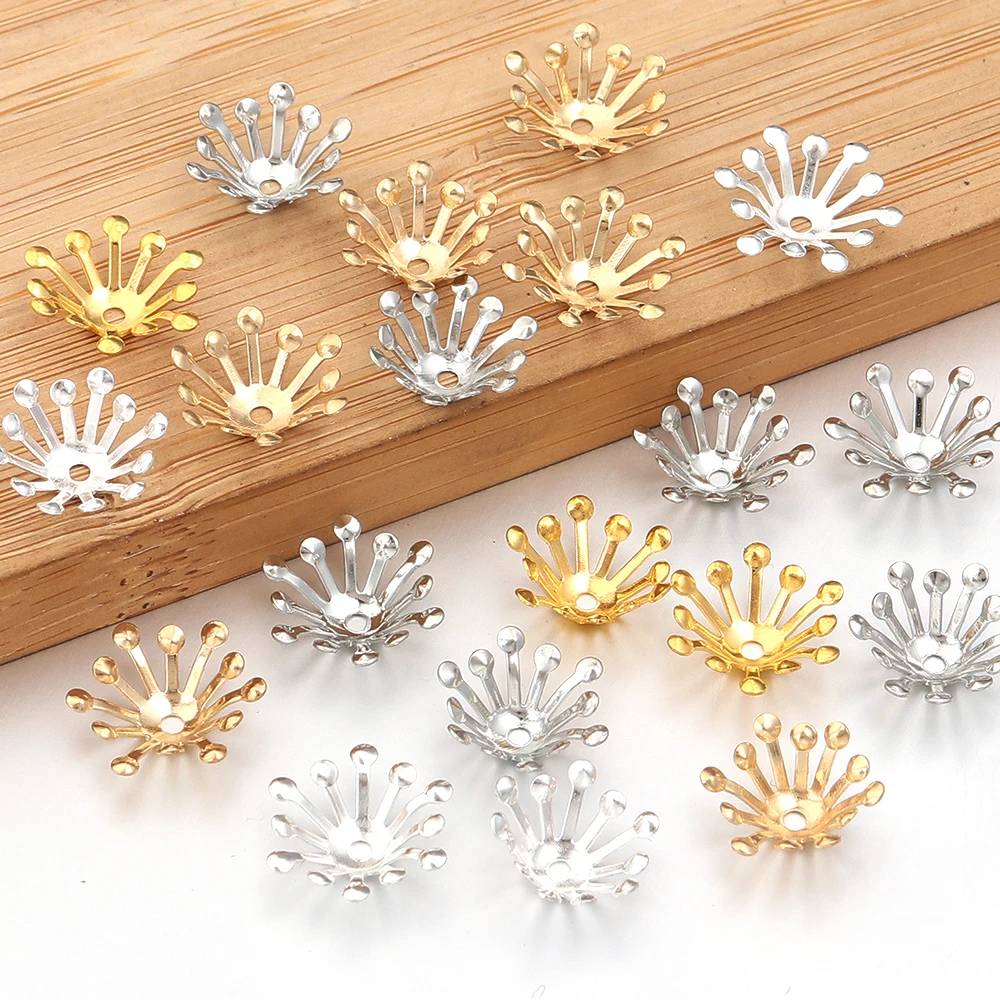 100 Stück 13x5mm Blumenkappen Perlenkappen DIY Schmuckherstellung Ohrringe Filigrane Blumenverzierungen Verbinder Verzierungen Geschenkdekoration – Detail 6