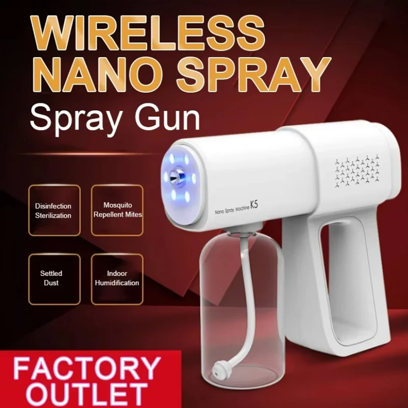 380ml electric nano blue light steam spray gun K5 wireless atomizing sterilizer C-type atomized household handheld sterilizer