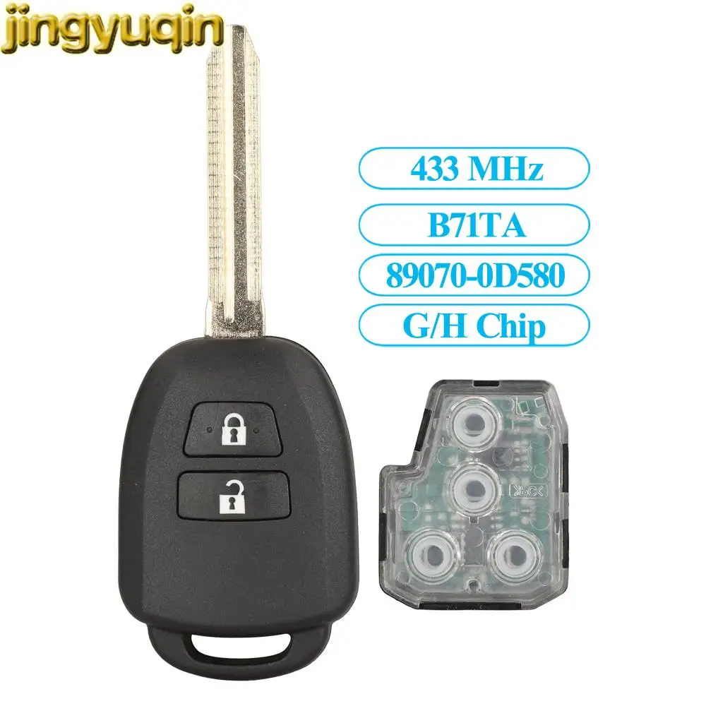 

Jingyuqin 2B Remote Car Key Fob ASK B71TA 89070-0D580 433MHz 4D-72-G/H Chip For Toyota YARIS 2014-2017 VIOS 2013-2016 TOY43