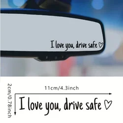 2pcs I Love You Drive Safe Mirror Decal, Rearview Mirror Car Stickers Decals for Women, Funny Cute Vinyl Car Mirror Decal Gift