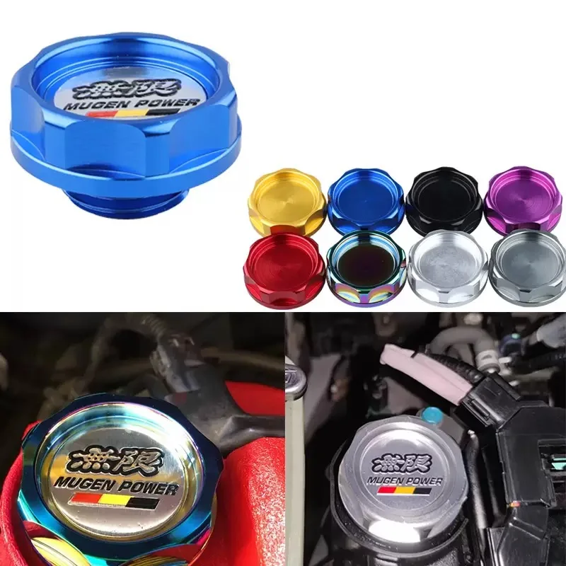 Apto para honda civic city accord CR-V XR-V vezel mugen estilo tampa de óleo do motor do carro radiador alumínio tampa do tanque enchimento combustível