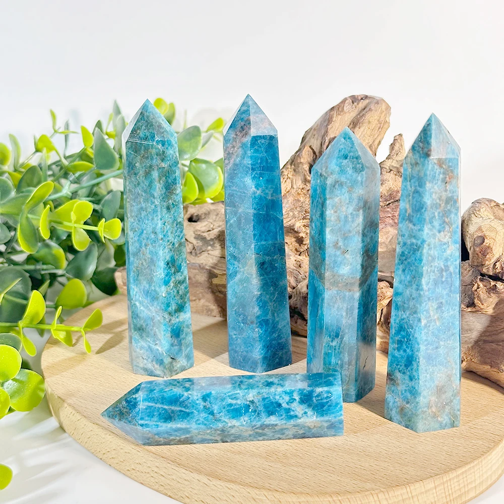 1PC 6-8CM Natural Blue Apatite Point Crystal Ornament Wedding Favor Souvenir Rebirth Transform Symbolic Healing Gemstone