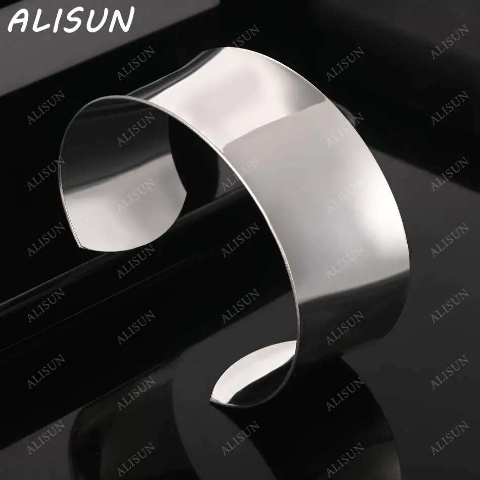 

ALISUN 925 Sterling Silver Wide Open Bangle For Women Fashion Jewelry Charm Grace Noble Wedding Accessories