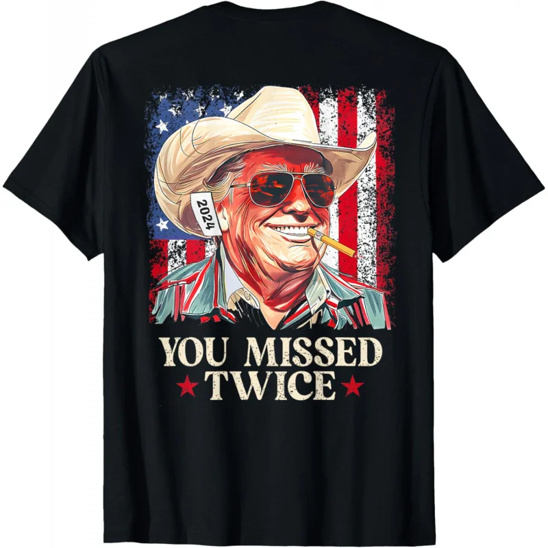 

Trump, you missed two Western Cowboy 2024 US Flag Top T-shirts