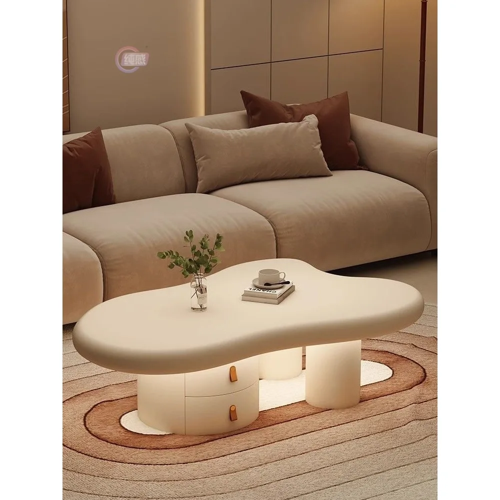 Living room size, apartment type, modern irregular round, creative table, Italian minimalist, new cloud coffee table