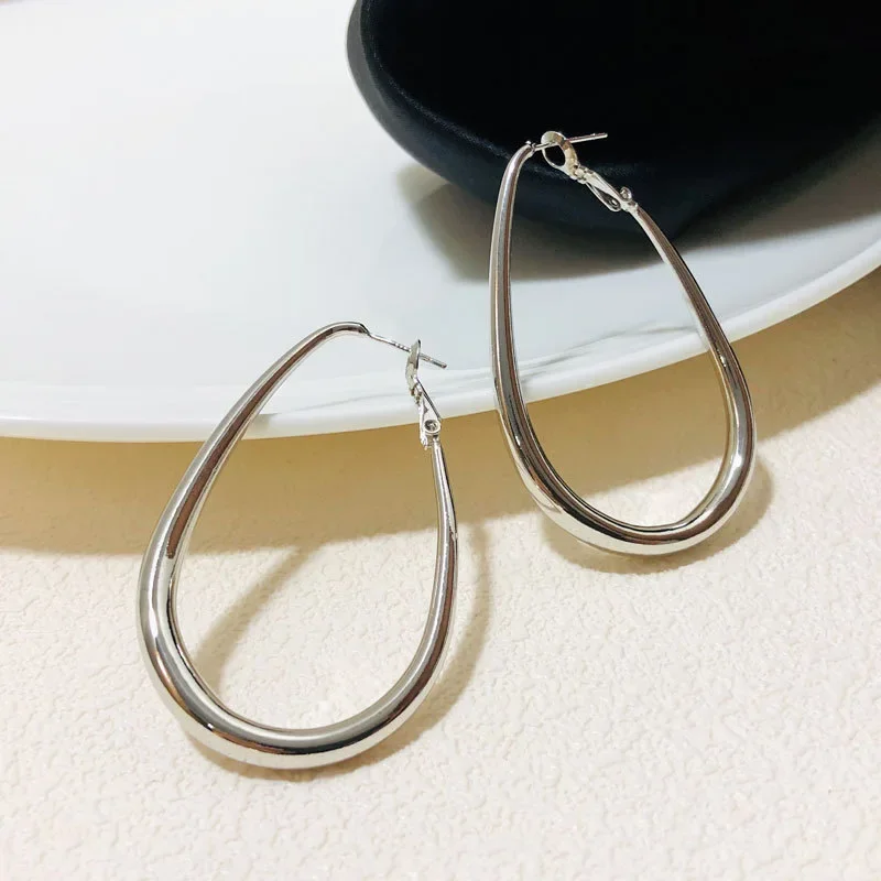 Exaggerated Geometric Big Metal Earings for Women Jewelry Irregular Circle Oval Earring Femme Fashion Korean Women\'s Earrings