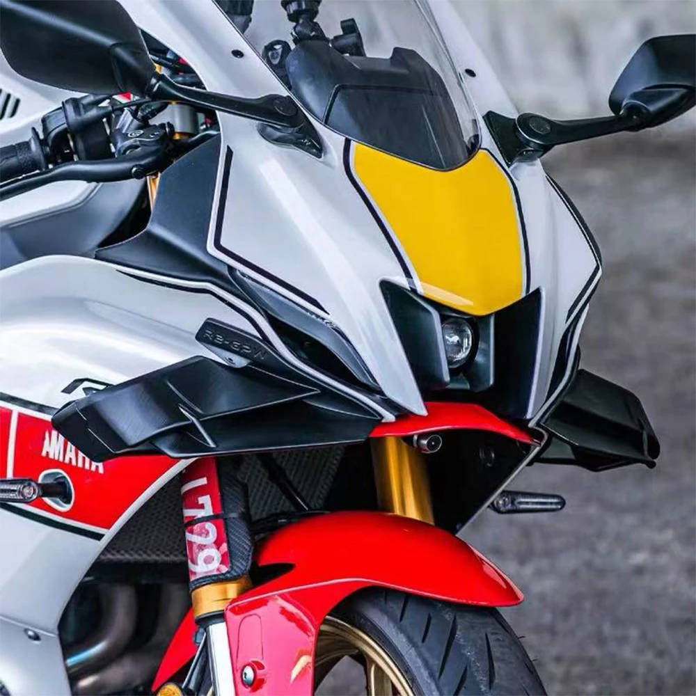 For YAMAHA YZF-R7 2021 2022 2023 2024 2025 Motorcycle Front Side Spoiler Wings Pneumatic Wings ABS Black Spoiler Kit