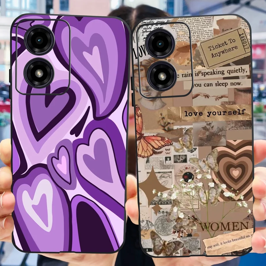 For Motorola Moto E14 Case Stylish Painted Cover 6.56\'\' Shockproof Phone Case For Motorola E14 Moto E 14 MotoE14 Soft TPU Fundas