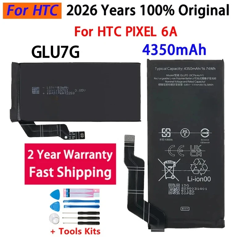 GLU7G Replacement New Battery For HTC Google Pixel 6A Phone Battery 4350mAh + Free Tools