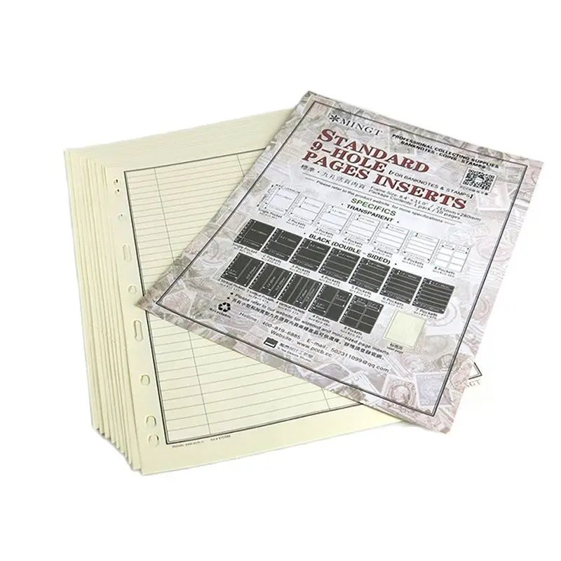 

Paper Label Pages Insert Stamp Coin Banknote Page Sheets [9-HOLE Standard],20pcs/lot ,Free Shipping