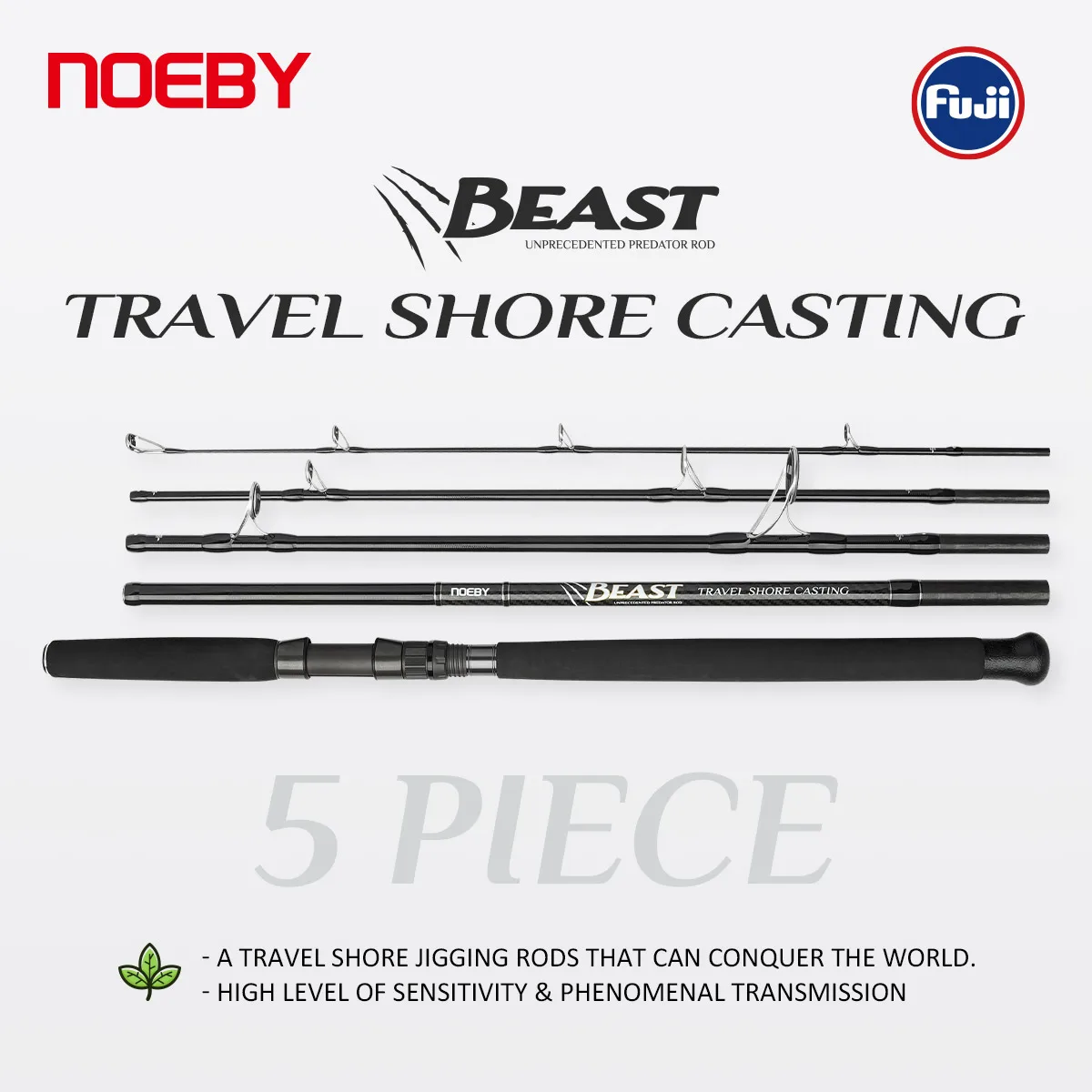 

NOEBY Beast Travel Shore Casting Rod 2,9 м XH Fuji Набор из 5 предметов Вес приманки Макс. 150 г Посадные спиннинговые удочки Портативная удочка для больших игр