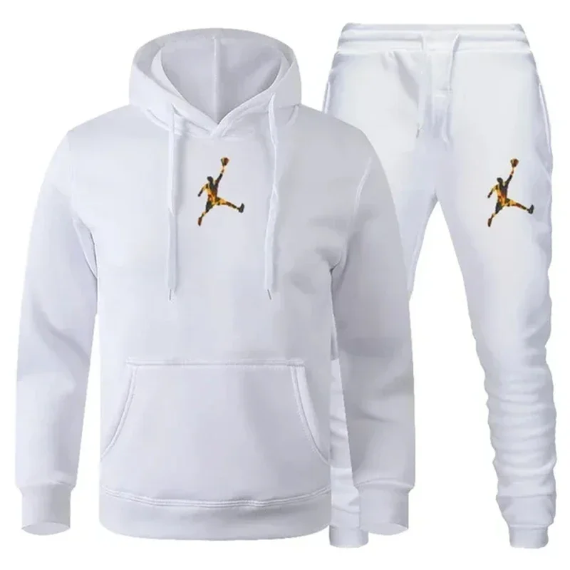 Men's sports suit top+sanitary pants two-piece set fitness jogging sportswear fashion casual street clothing