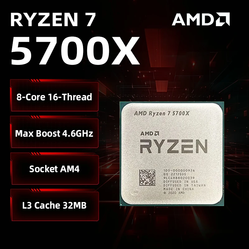 AMD Ryzen 7 5700X 100% Brand New AMD 5700X CPU Up to 4.6GHz 8-Core 16-Thread Stock AM4 Gaming Processor for Desktop ﻿