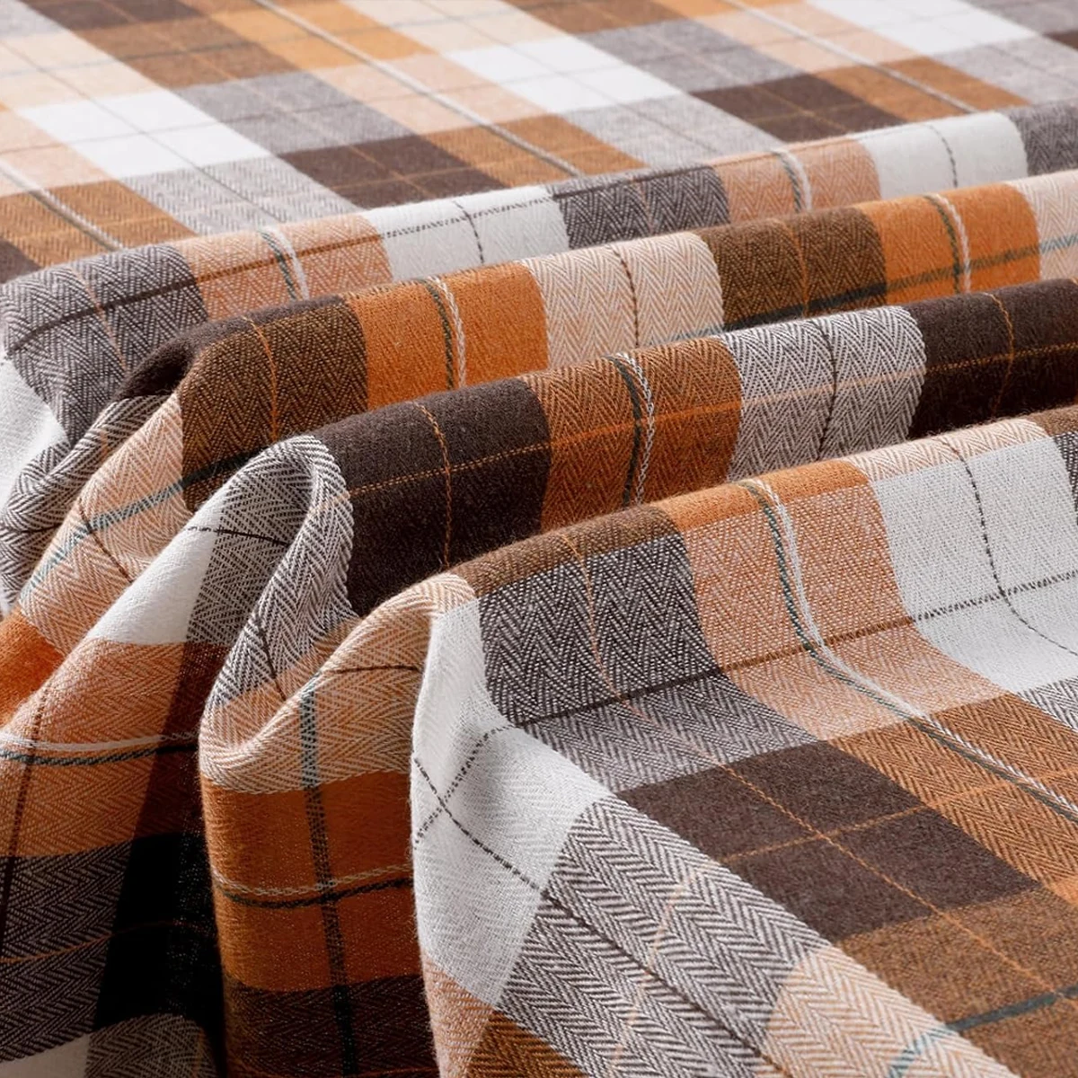 مفرش طاولة مستطيل منقوش مربع للخريف للهالوين لعيد الشكر باللون البني للمطعم والمطبخ والحفلات والديكور اليومي