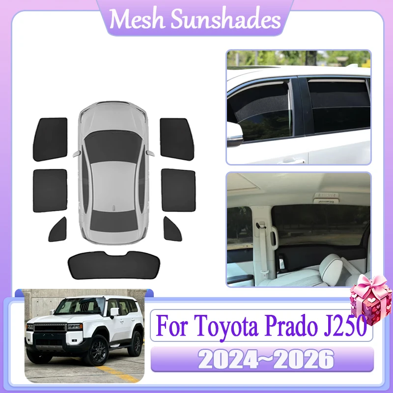

Car Mesh Sun Shade For Toyota Land Cruiser Prado J250 2024~2026 Magnetic Sunshade Window Heat insulation Anti-UV Accessories