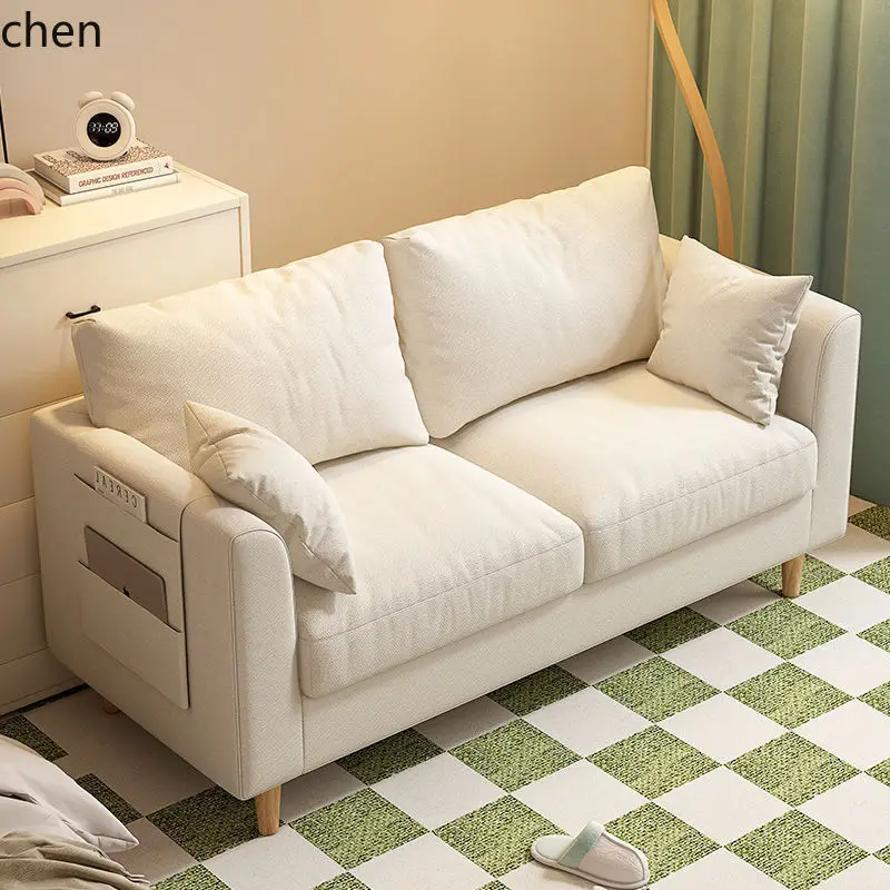 HT Sofa Simple Modern Bedroom Rental Room Simple Internet Celebrity Double Three-Person Living Room Fabric Sofa