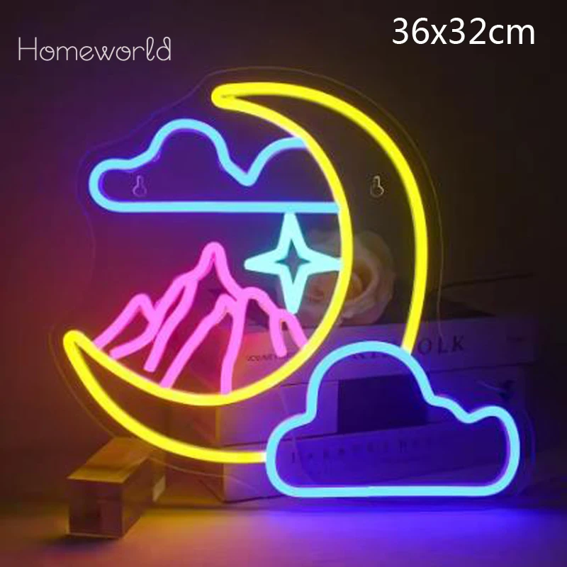 Moon LED Cloud Neon light Sign suitable for livingroom bedroom children room wall decor Birthday Party gifts