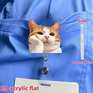 1 قطعة بكرة شارة قابلة للسحب على شكل قطة لطيفة مع مشبك معدني، 360 درجة °   خطاف دوار للممرضات/المكتب/الشركات/المناسبات/عامل المكاتب