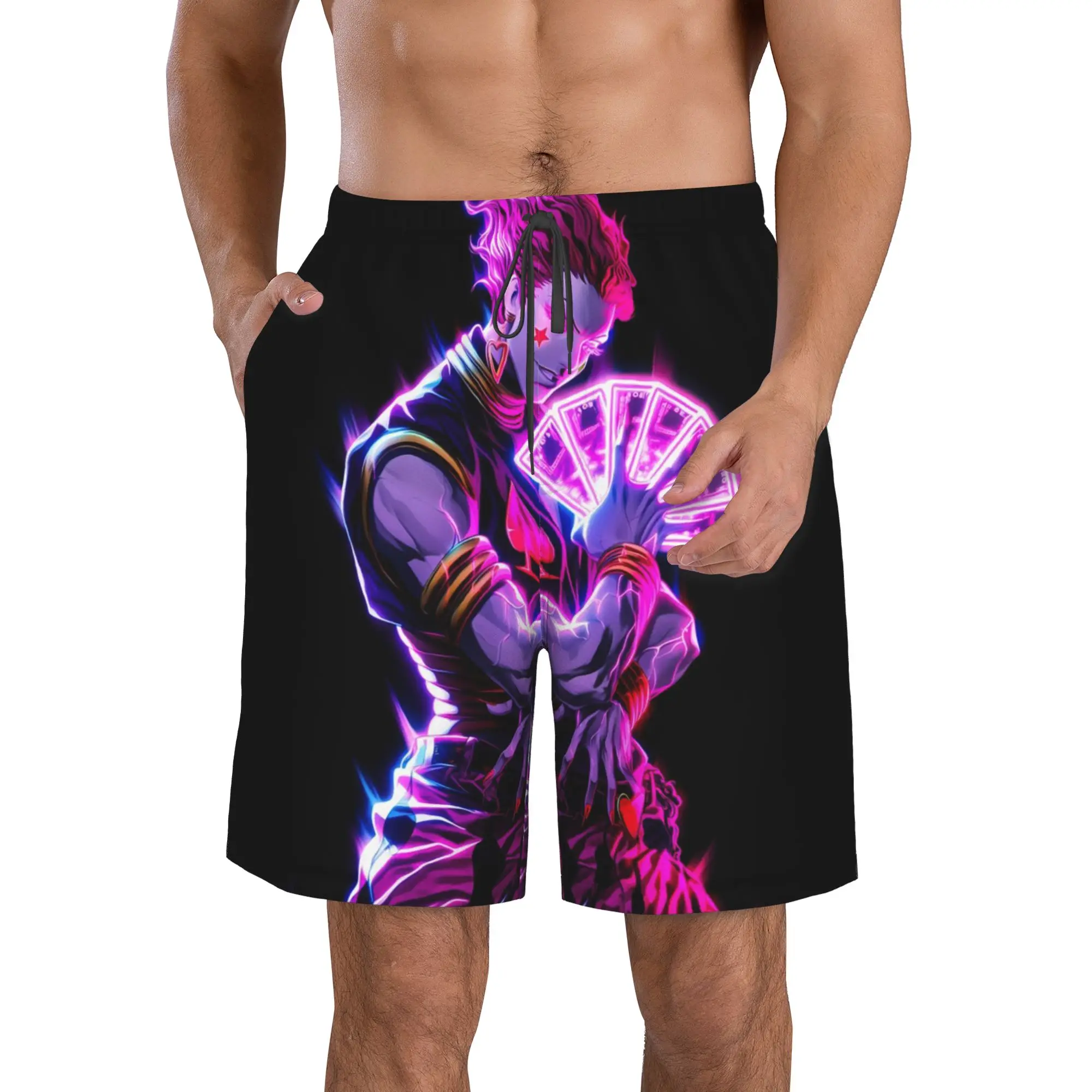 Neon Colorful Hunter X Hunter Anime Trunks Beach Board Shorts Casual Quick Dry Swimming Summer Men Pants