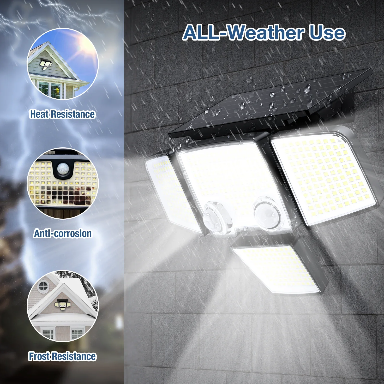 Solar Lights Outdoor - 3000LM 423 LED Motion Sensor Lights Solar Flood Lights with Dual Sensors for Backyard Yard Patio