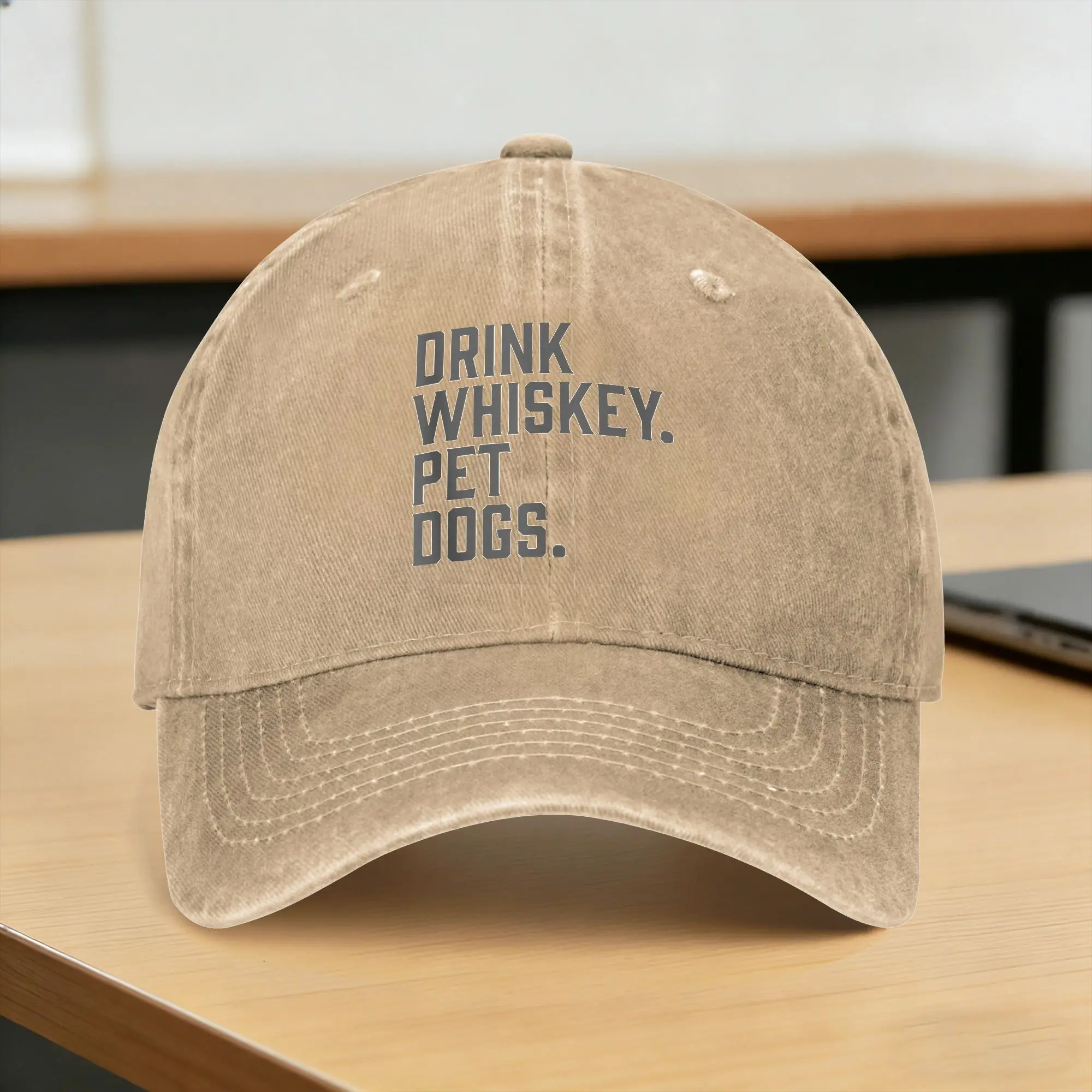 Washed Baseball Cap Drink Whiskey Pet Dogs Funny Summer Trucker Hat For Women Men  Classic Outdoor Gym Sun Baseball Caps