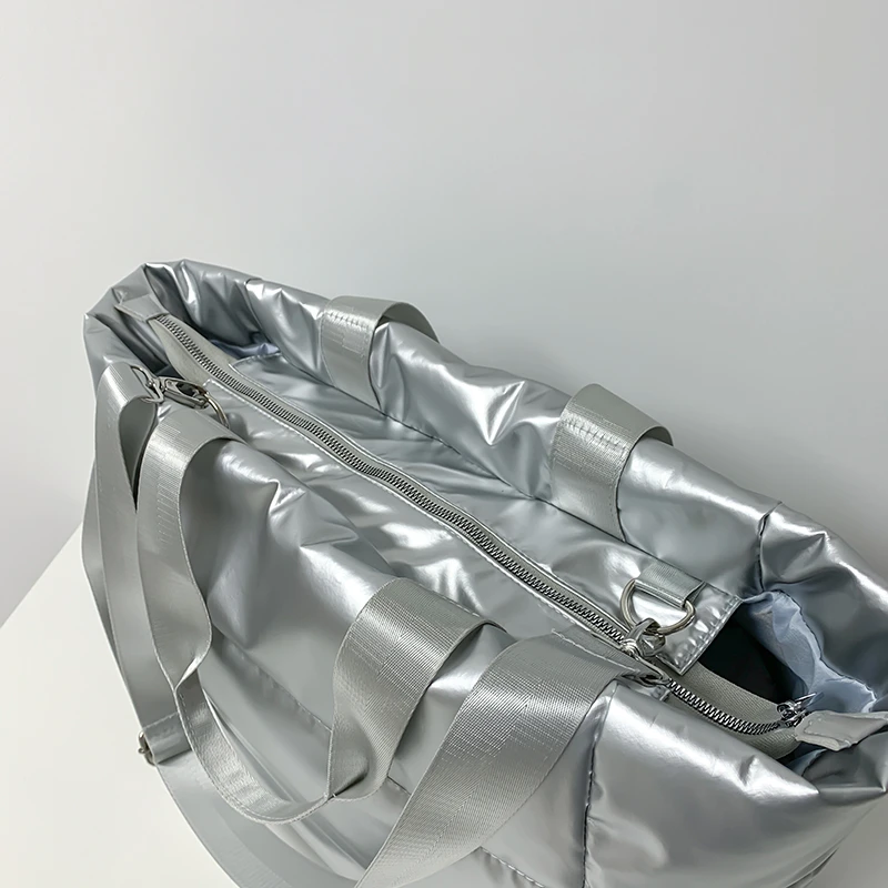 Übergroße lässige Reisetasche für Frauen wasserdichte Nylon gepolsterte Einkaufstasche geste ppte Baumwolle Raum Handtasche Messenger Mode Paar Tasche – Detail 16