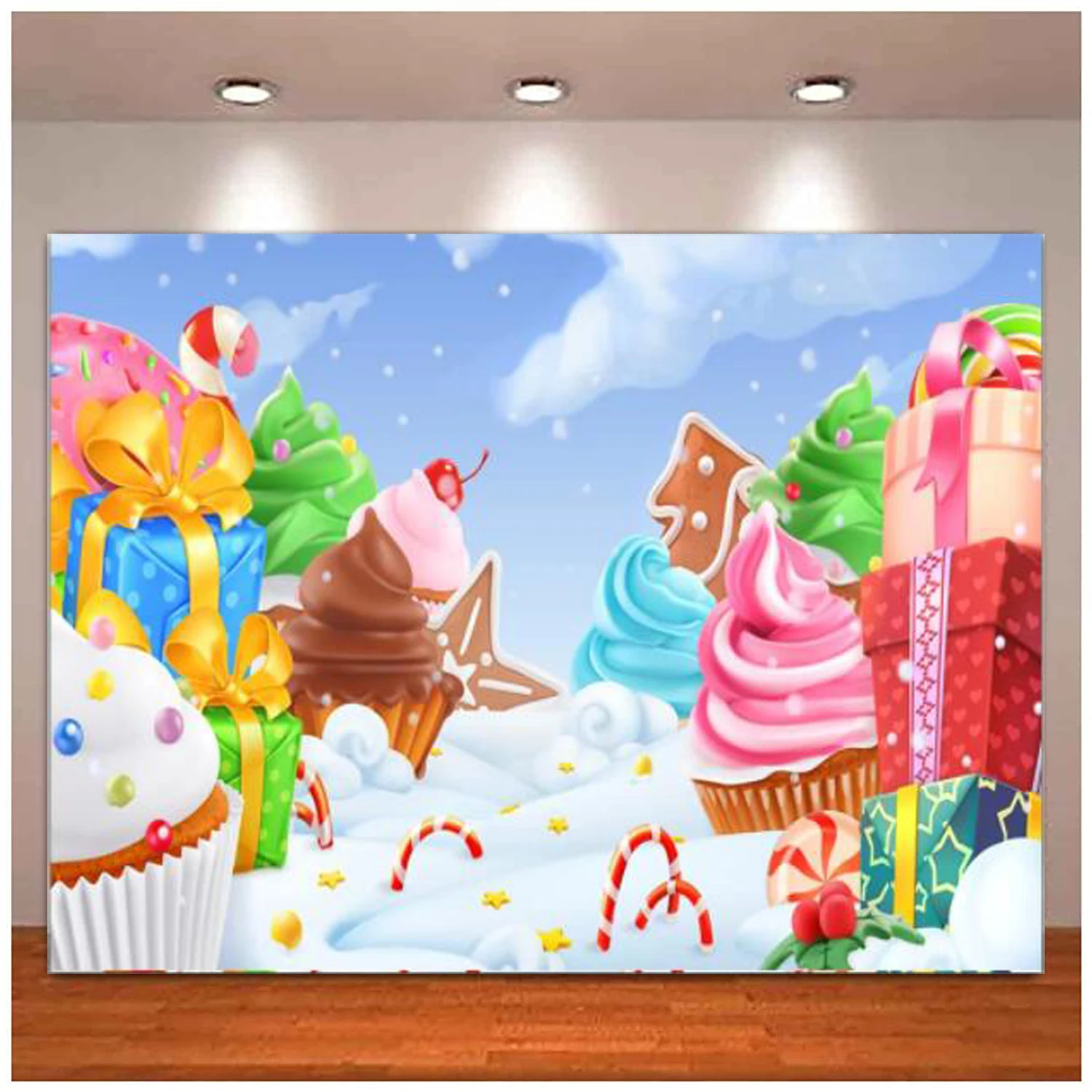 

Winter Cartoon Candyland Photography Backdrop Fairytale Kids Baby Shower Birthday Newborn Background Gifts Snowflake Sweet